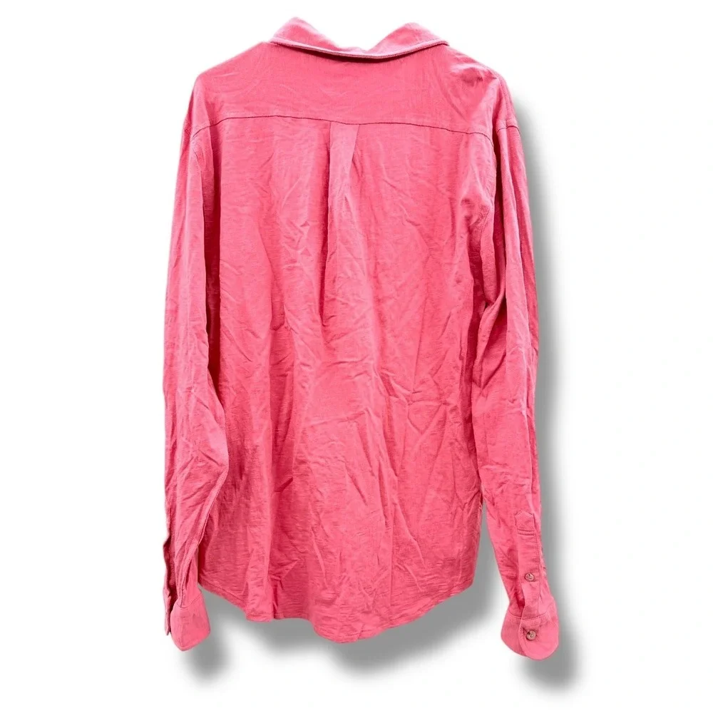 J.Crew Factory Knit Button‎ Down Shirt Men's Size XL Pink Long Sleeve Casual